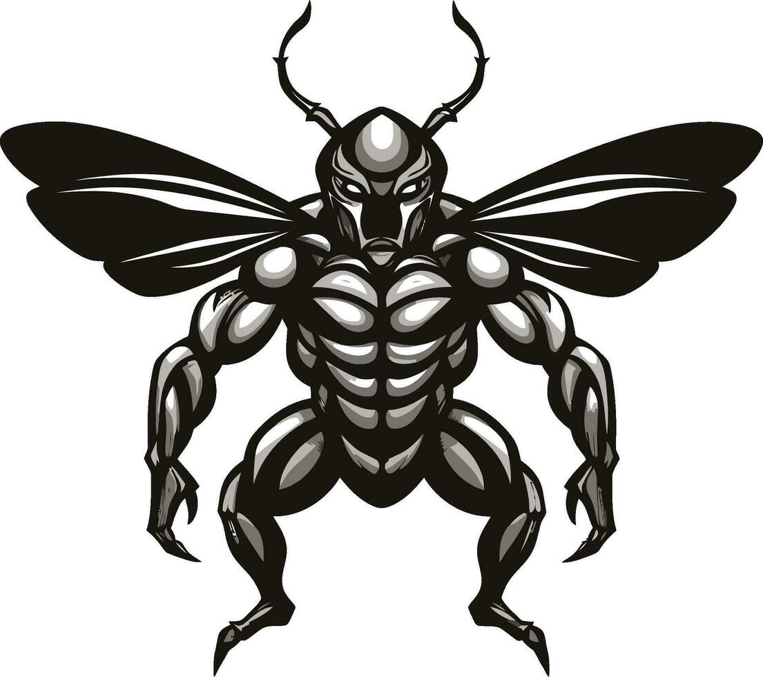semplicistico bellezza nel nero muscolare insetto icona predatore silhouette maestà minimalista emblema vettore