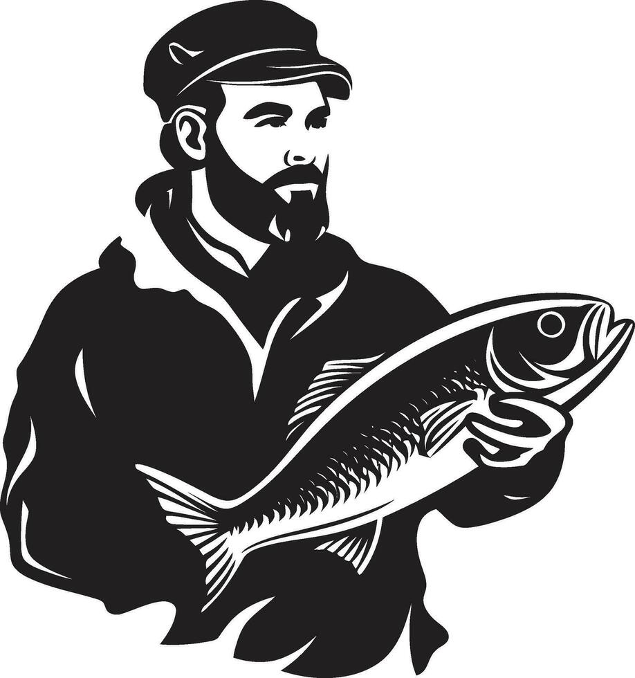 elegante pescatore logo design grassetto e moderno pescatore logo icona occhio attraente e di forte impatto vettore