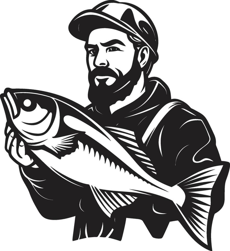 pescatore logo con metallico colore lussuoso e sofisticato pescatore logo con grunge struttura arrugginito e Vintage ▾ vettore