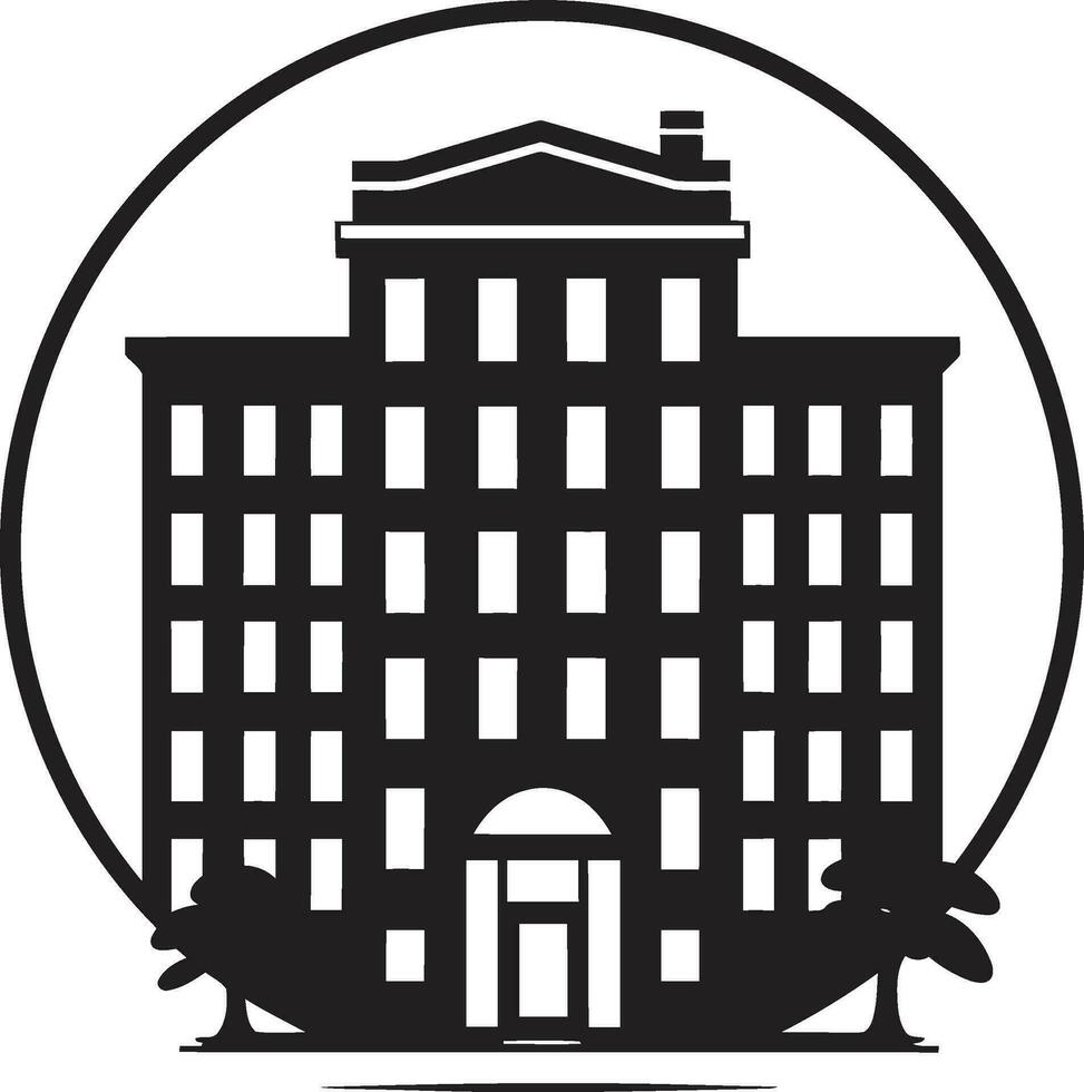 architettonico eccellenza appartamento edificio emblema orizzonte fascino nero appartamento logo vettore