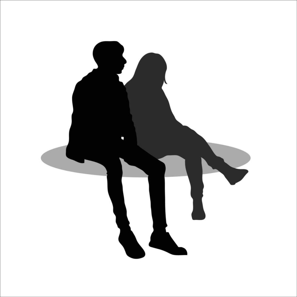 coppia seduta silhouette vettore