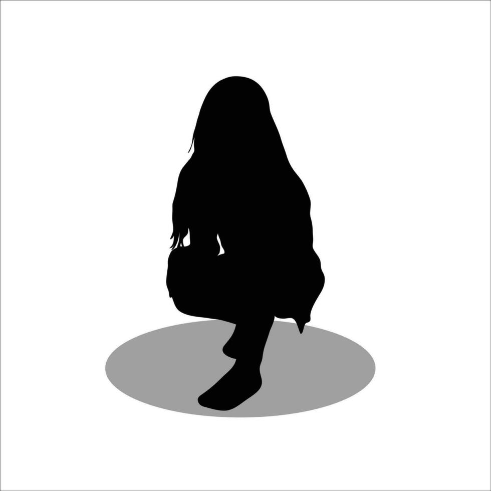 ragazza seduta silhouette vettore