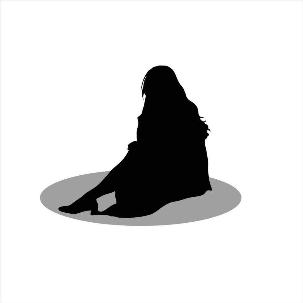 ragazza seduta silhouette vettore