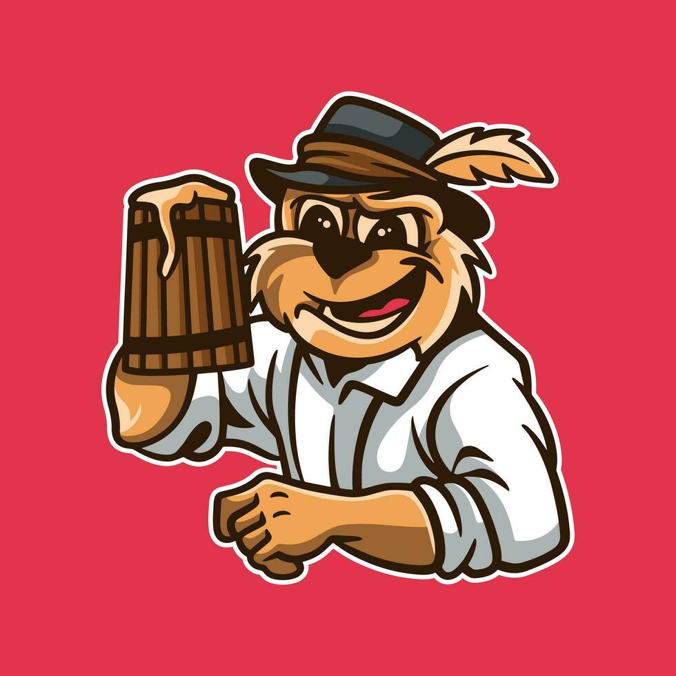 orso birra personaggio logo design modello vettore