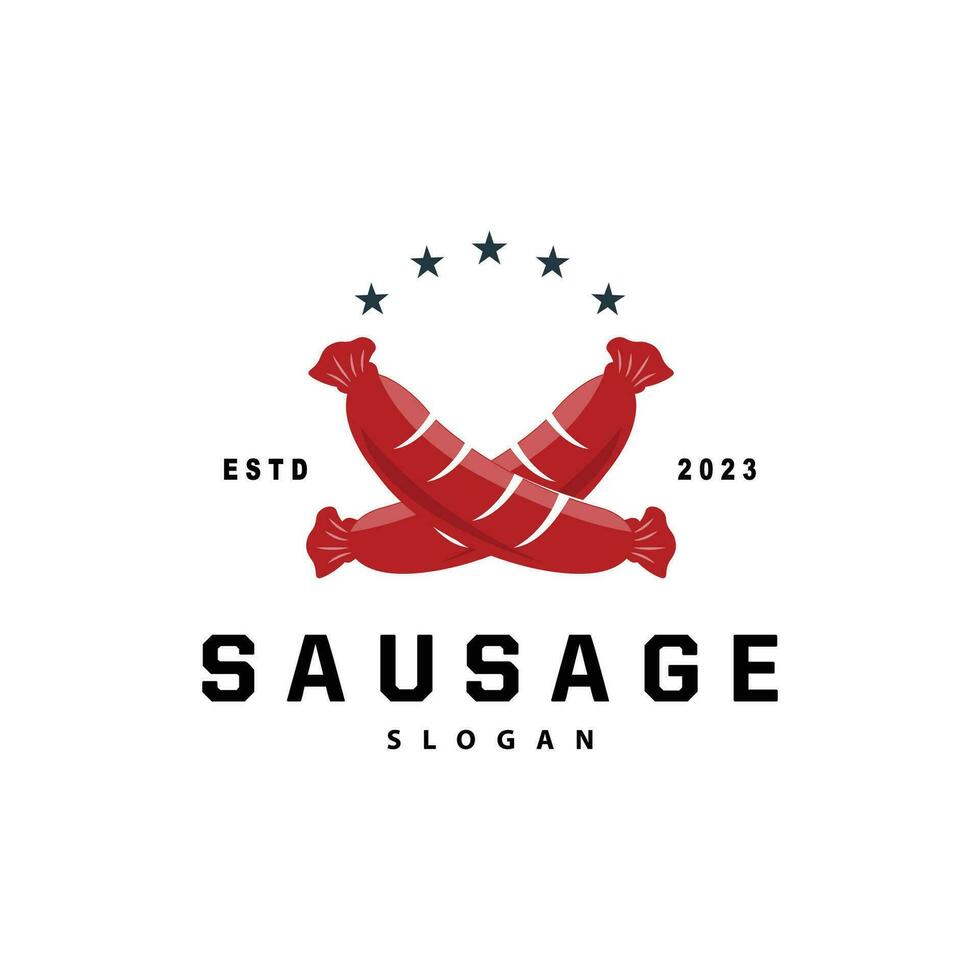 salsiccia logo, salsiccia cibo griglia vettore, semplice retrò Vintage ▾ design ristorante ispirazione vettore
