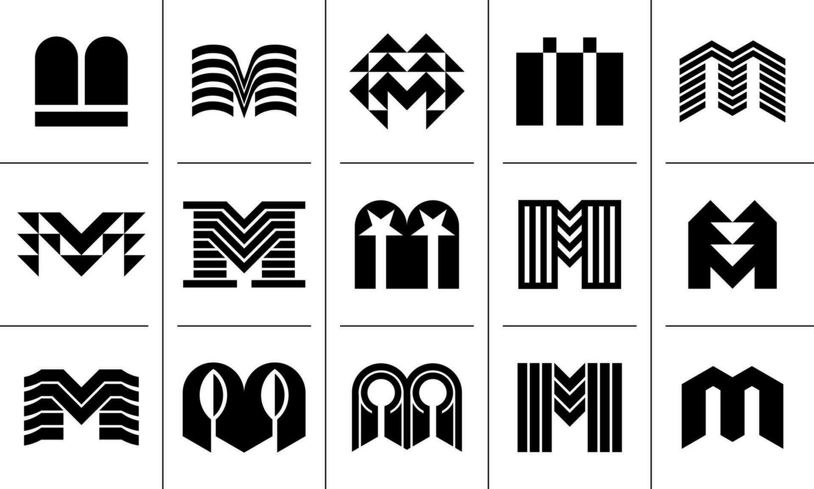 impostato di astratto monogramma lettera m logo design vettore