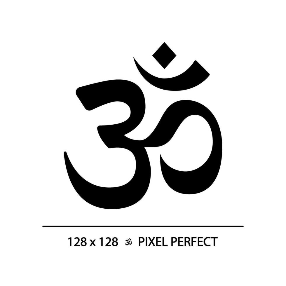 2d pixel Perfetto silhouette glifo stile om icona, isolato vettore, meditazione illustrazione, solido pittogramma. vettore