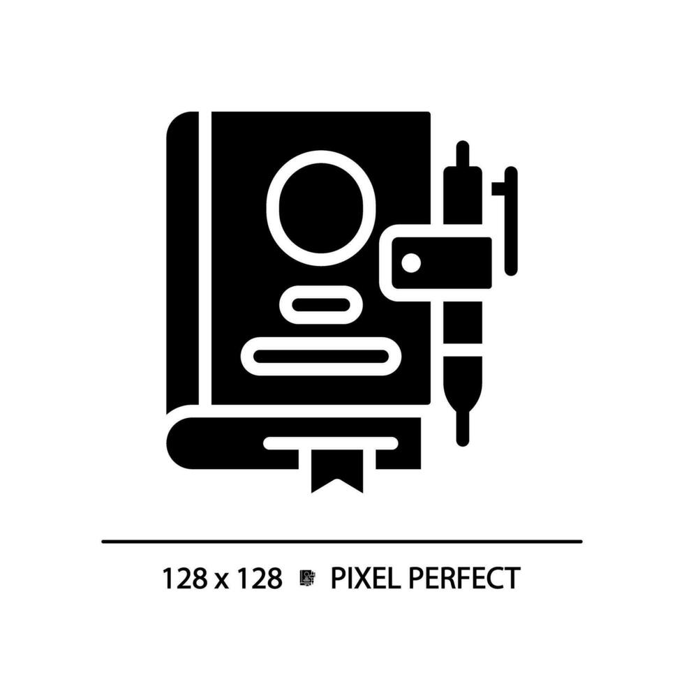 2d pixel Perfetto silhouette glifo stile libro icona, isolato vettore, meditazione illustrazione, solido pittogramma. vettore