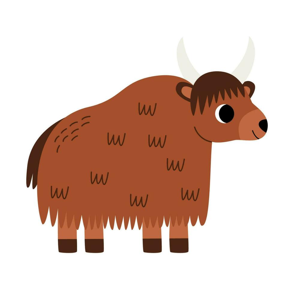 vettore immagine di carino cartone animato yak isolato su bianca sfondo.