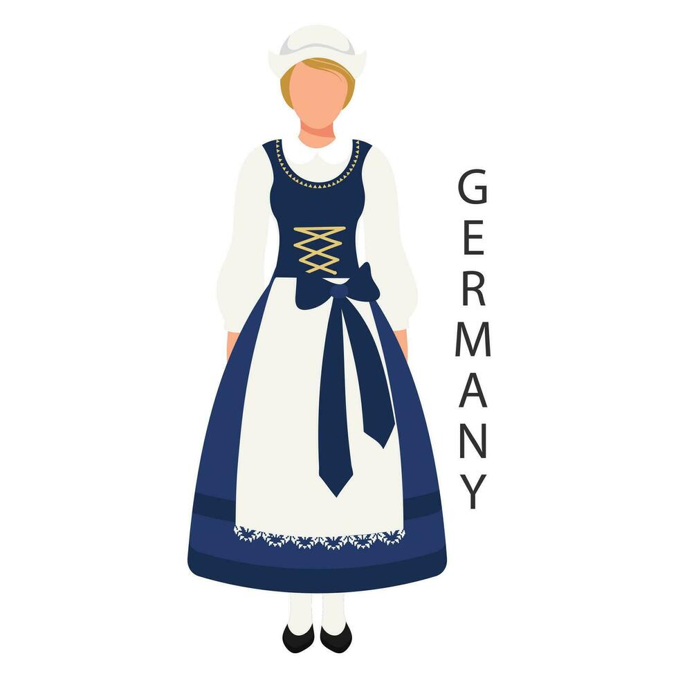 donna nel Tedesco nazionale tradizionale costume. cultura e tradizioni di Germania. illustrazione, vettore
