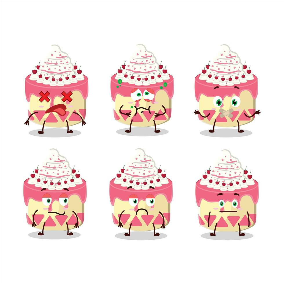 Dolcemente torta ciliegia cartone animato personaggio con no espressione vettore