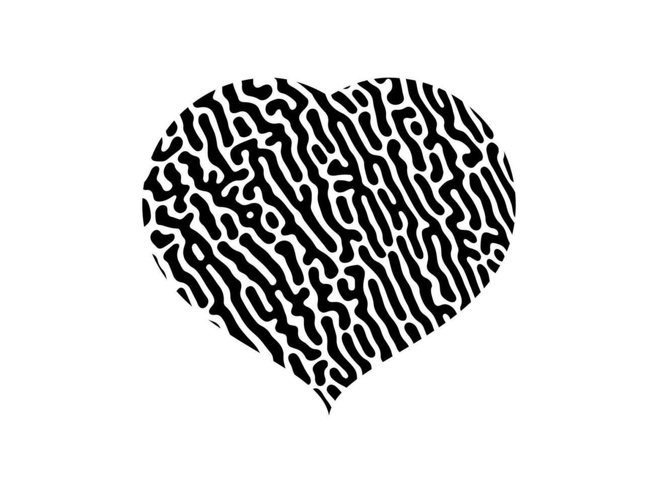 impronta digitale cuore silhouette vettore