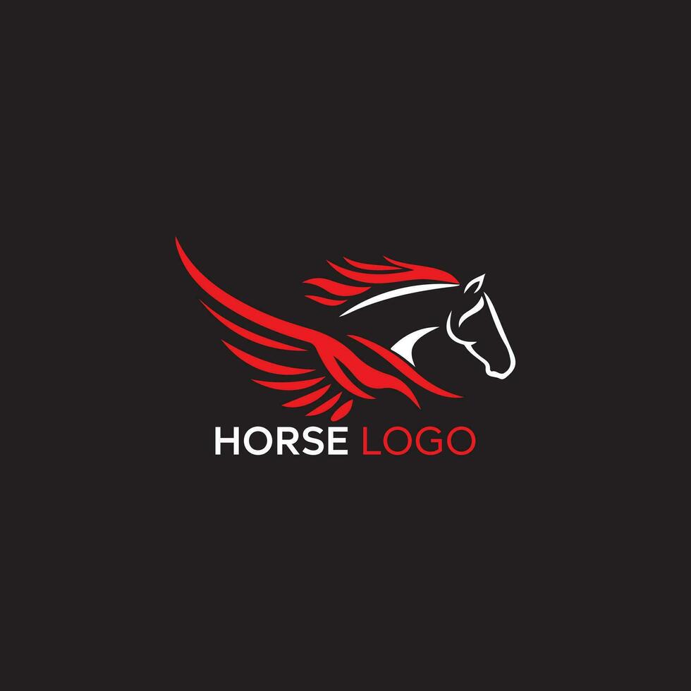 logo vettore immagini di rosso volante cavallo bianca design su un' nero sfondo