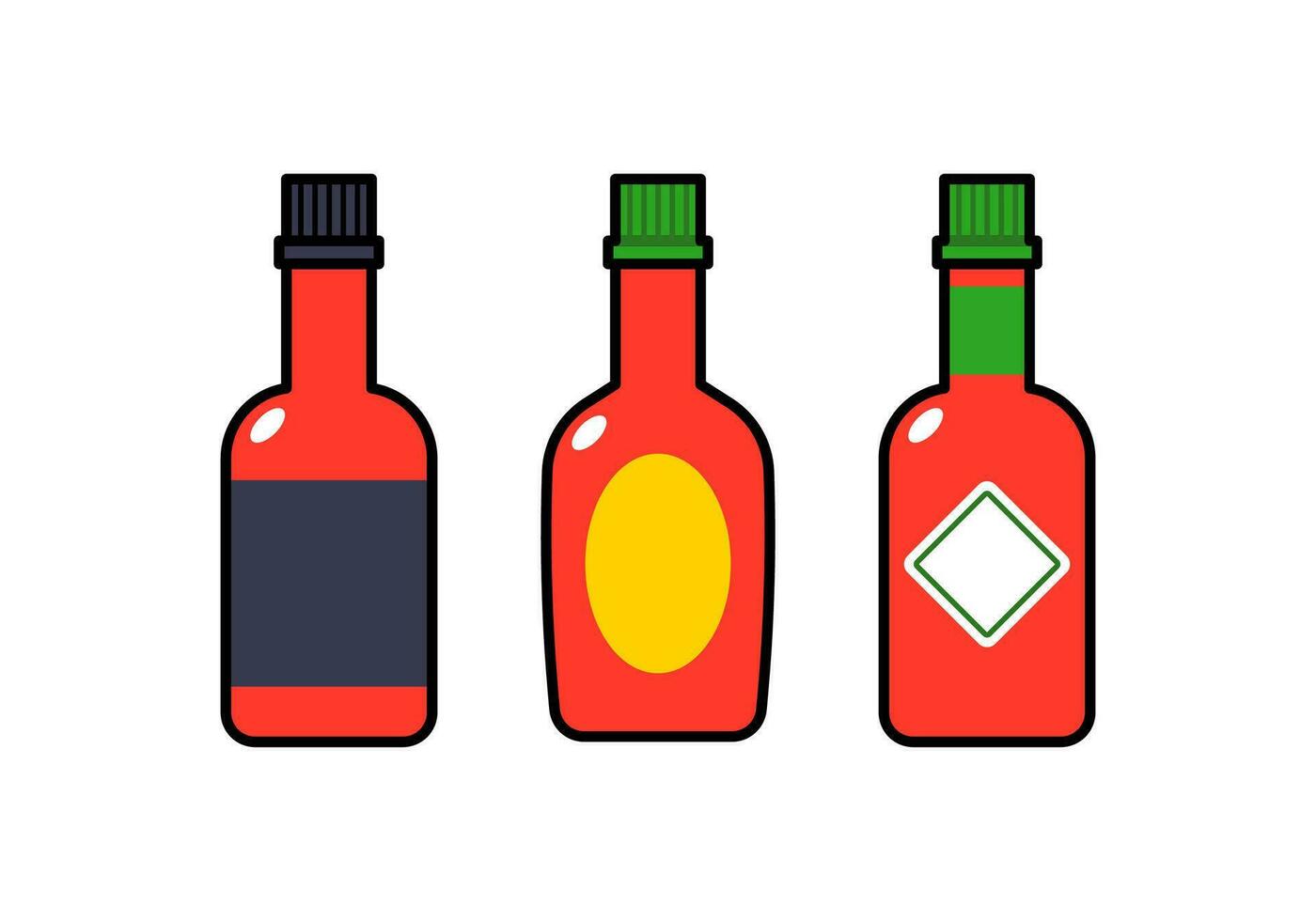 cartone animato caldo salsa bottiglie vettore illustrazione