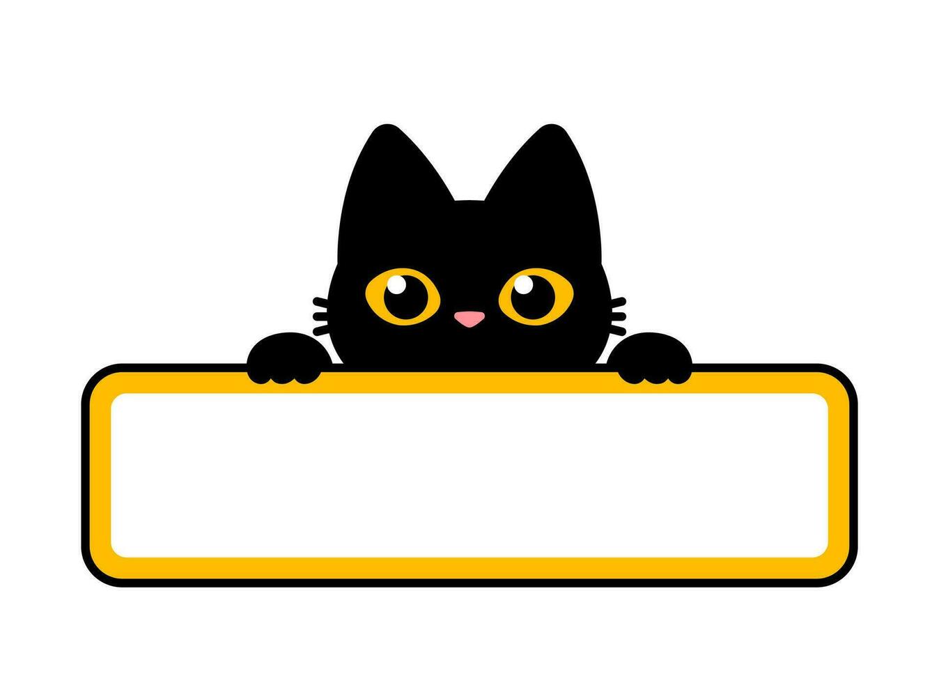 carino nero gatto vettore etichetta