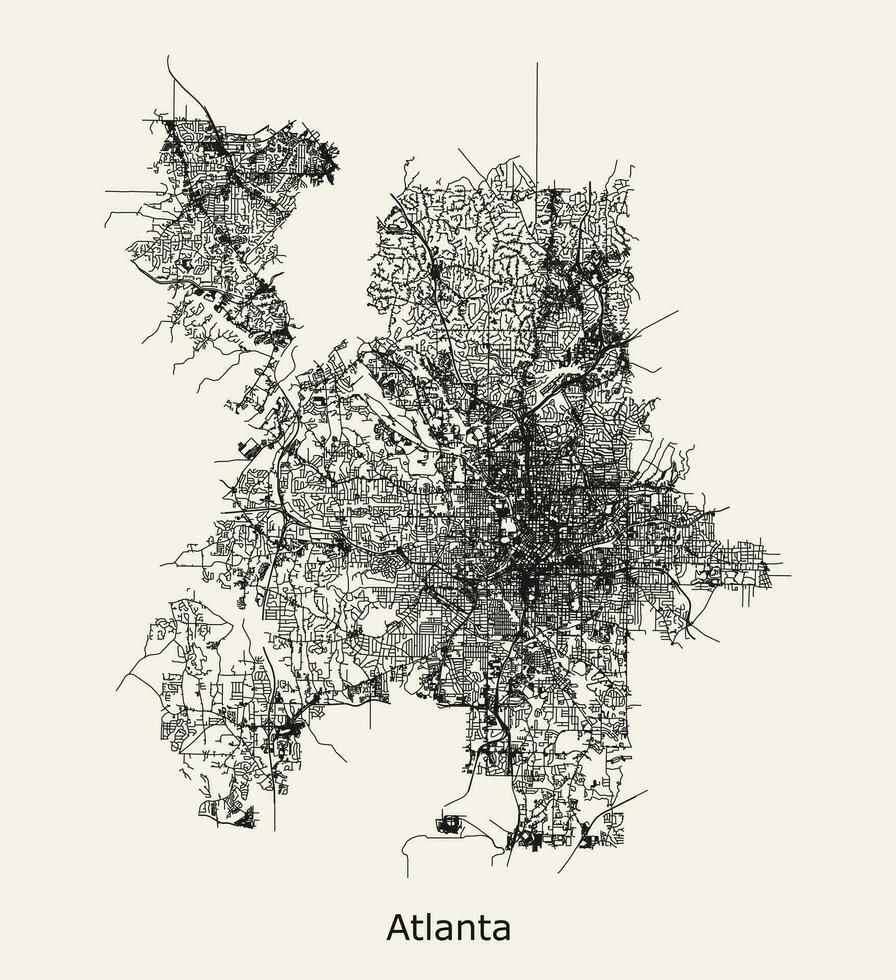 vettore strada carta geografica Atlanta, Georgia, unito stati