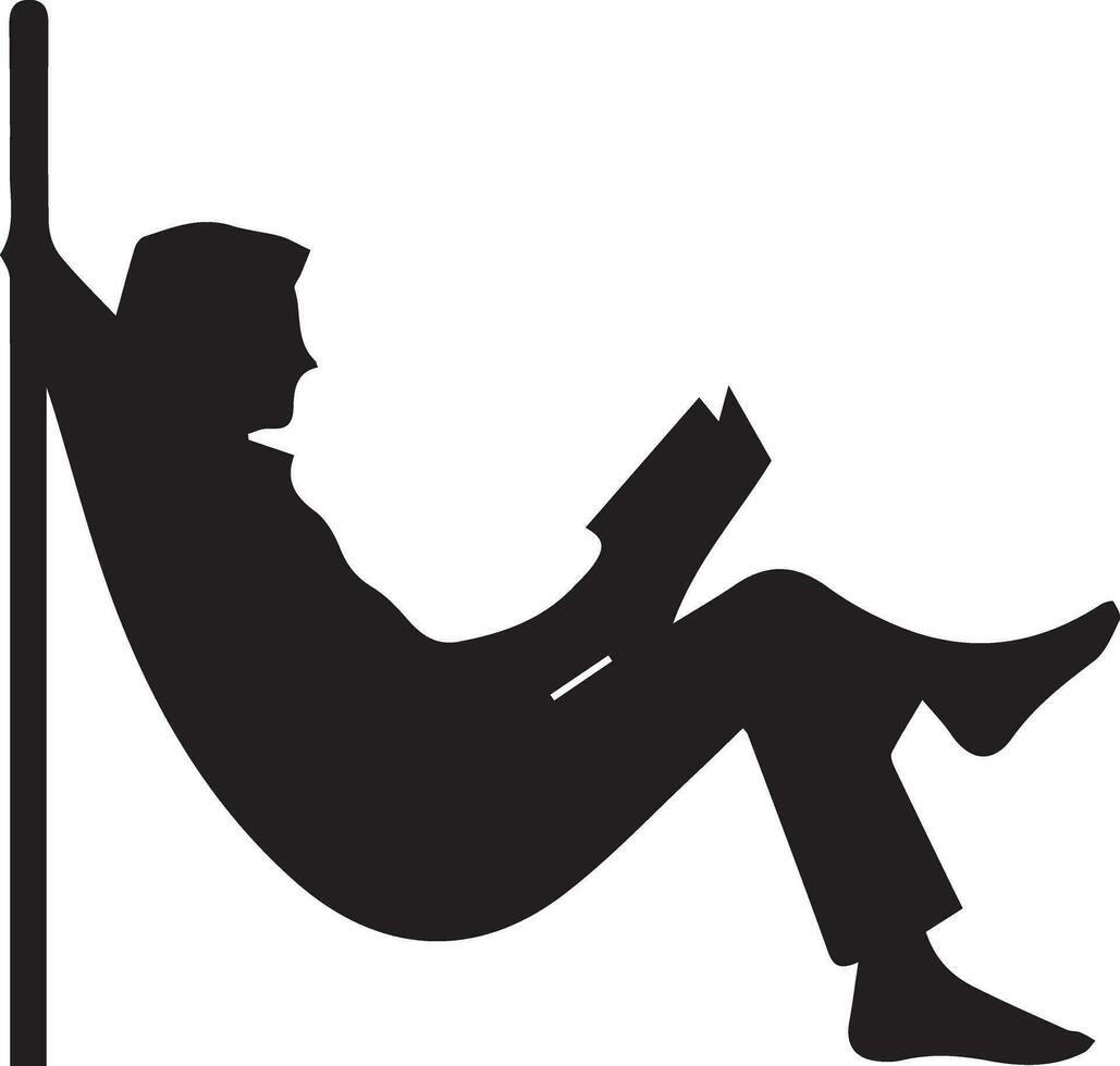 lettura uomo su amaca vettore silhouette 2