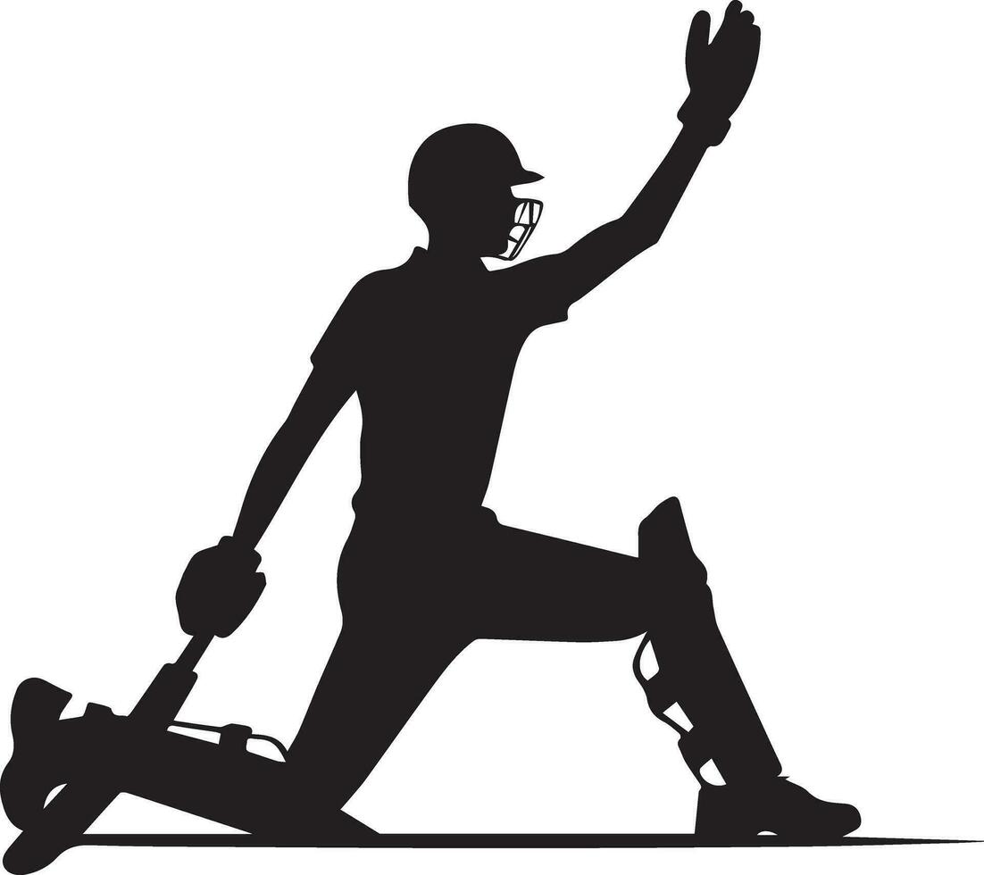 giocatore di cricket posa vettore silhouette