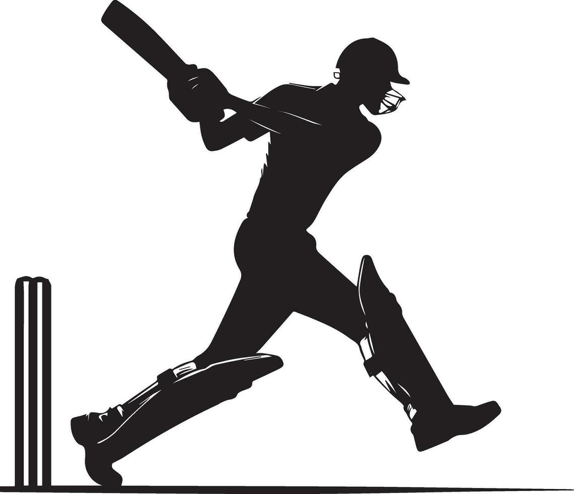 giocatore di cricket posa vettore silhouette