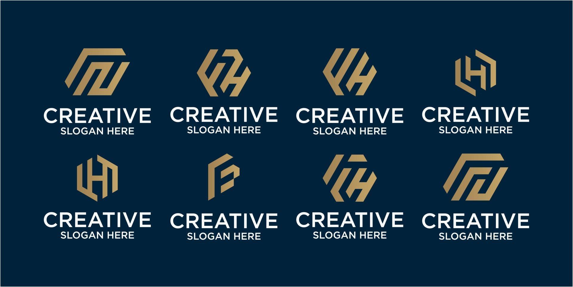 set di ispirazione per il design del logo della lettera fh. fh logo design,h logo design vettore