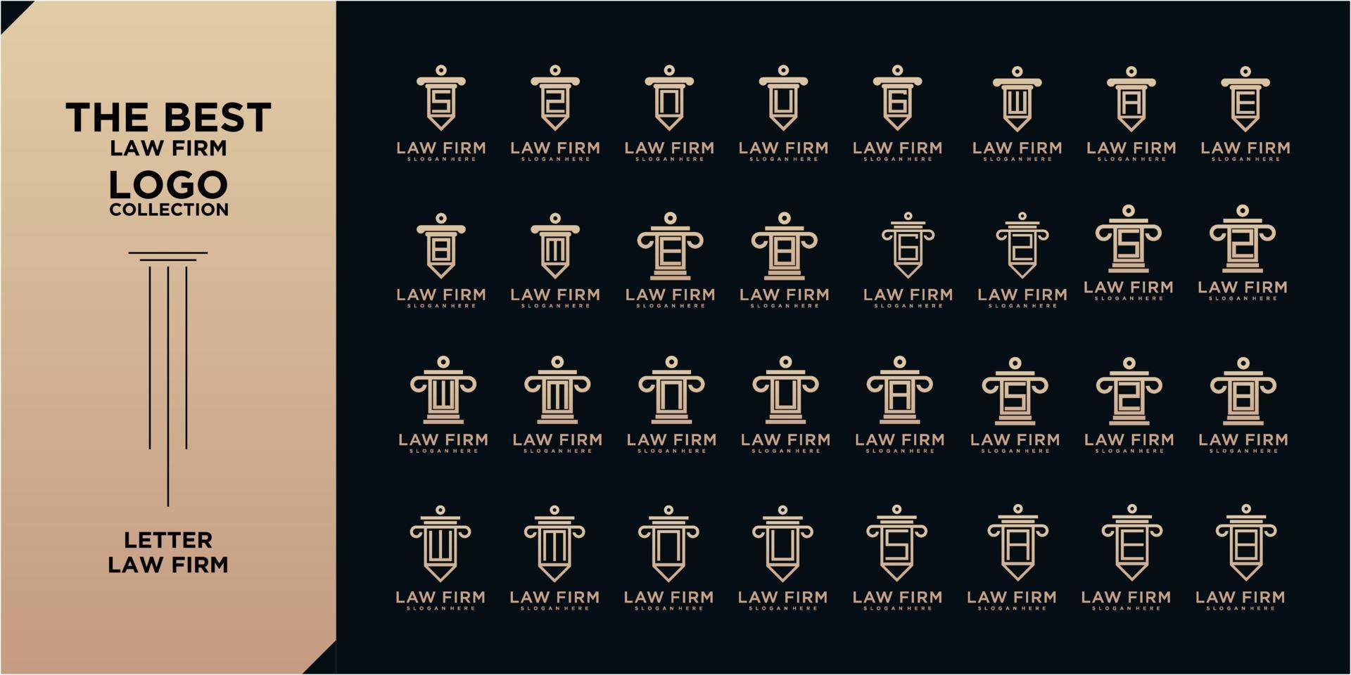 mega set di collezioni di design del logo dello studio legale di lettere. vettore