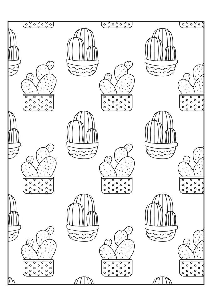 pagine da colorare simpatici cactus succulenti libro da colorare per adulti vettore