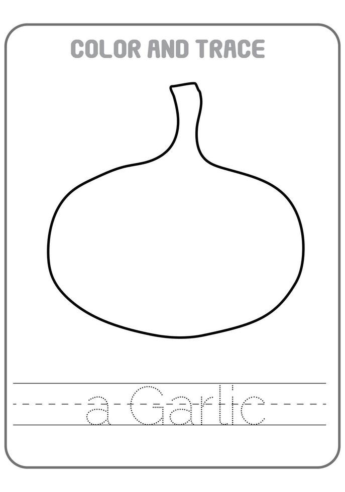 fogli di lavoro di attività di verdure da colorare in età prescolare vettore