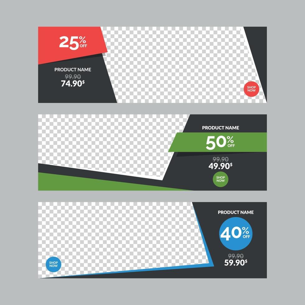 modelli di banner di vendita orizzontale impostati per il web con cornice vuota vettore
