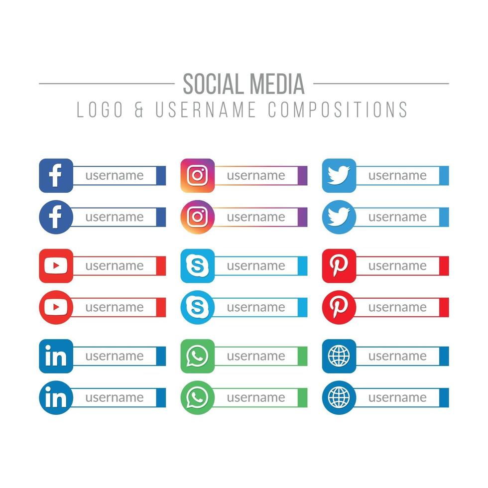social media e logo di rete e modelli di nomi utente vettore