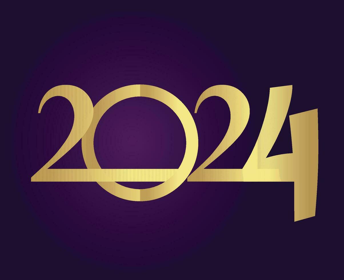 2024 nuovo anno vacanza design oro astratto vettore logo simbolo illustrazione con viola sfondo