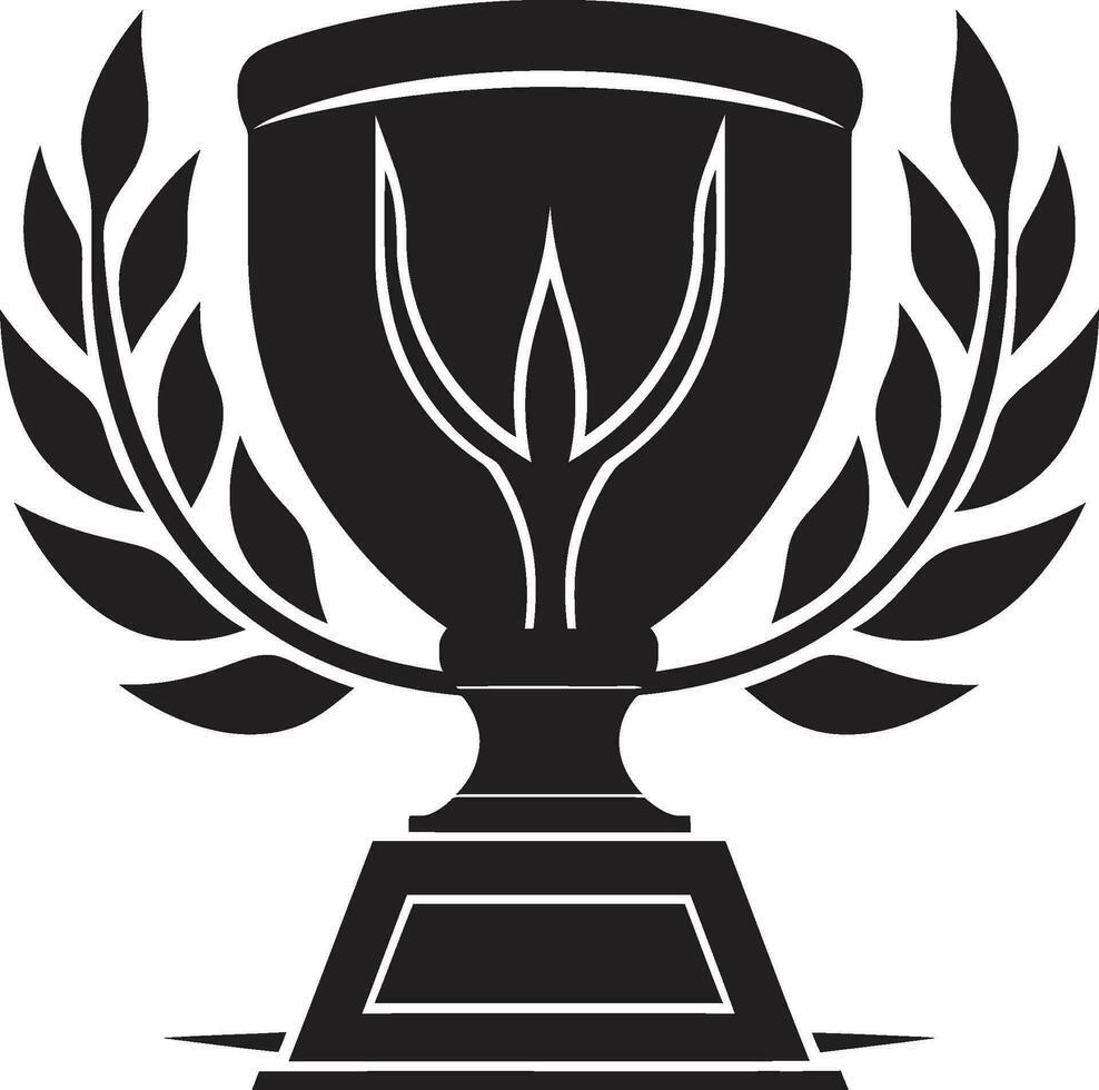 eleganza nel sportività monocromatico trofeo logo semplicistico tazza eccellenza emblematico trofeo icona nel nero vettore