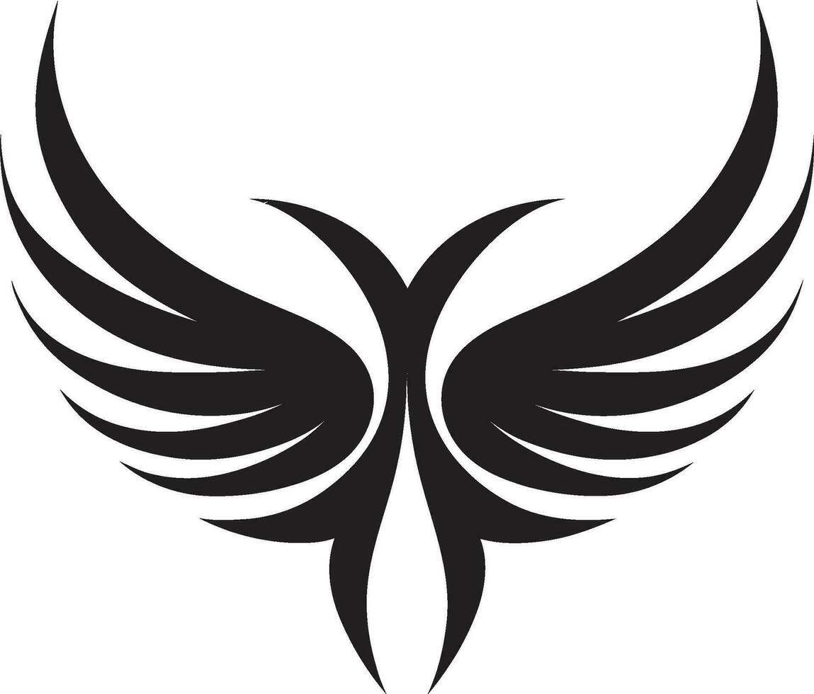 Ali di grazia iconico monocromatico angelo Ali vettore celeste emblema nero angelo Ali logo silhouette