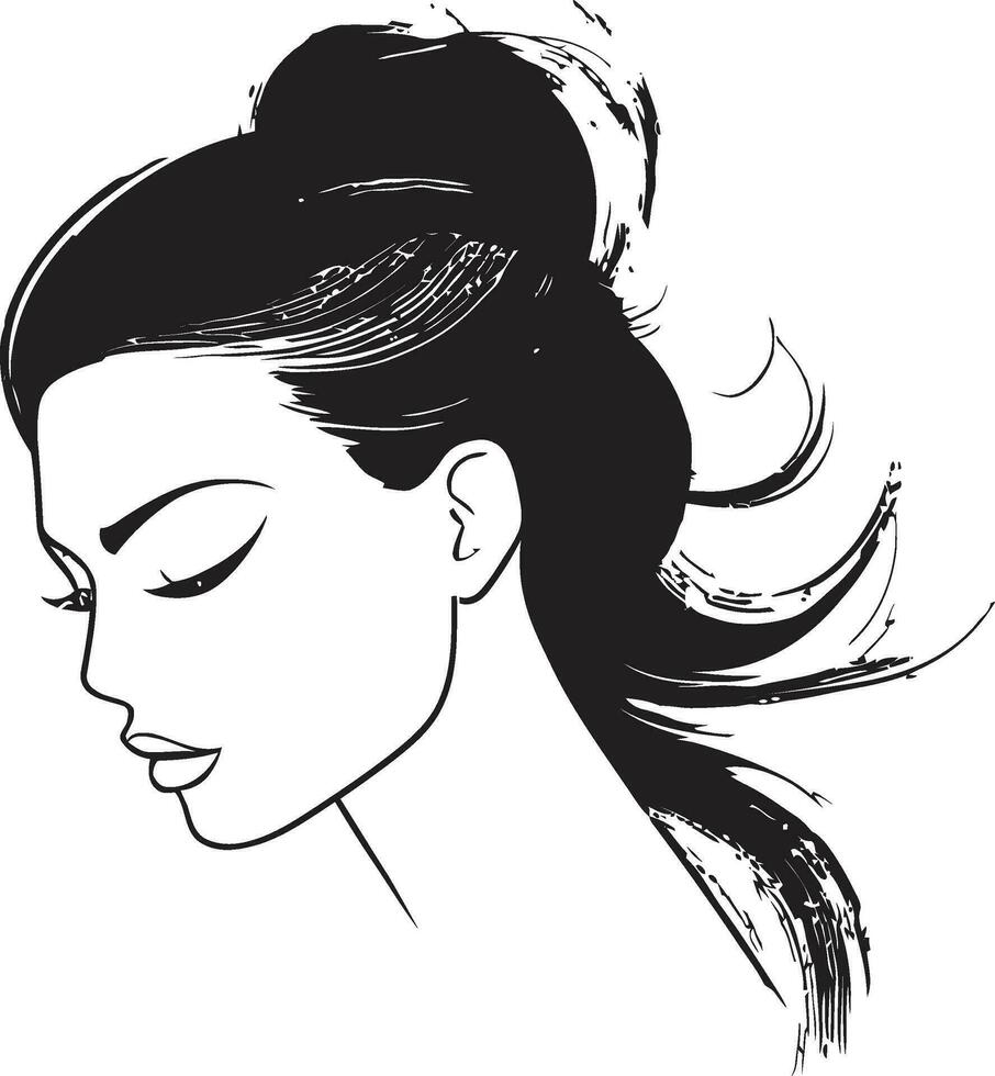 iconico bellezza vettore icona con femmine viso mistico fascino emblema con nero femmina viso