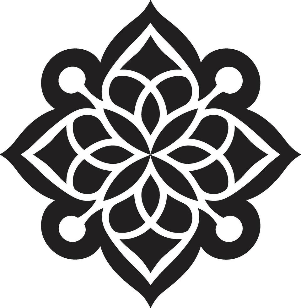 Arabo tesori svelato floreale piastrelle vettore arabesco simmetria nero floreale modello emblema
