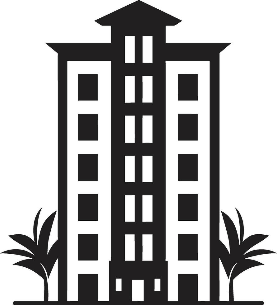iconico paesaggio urbano bellezza nero vettore icona sofisticato appartamento emblema nero logo brillantezza