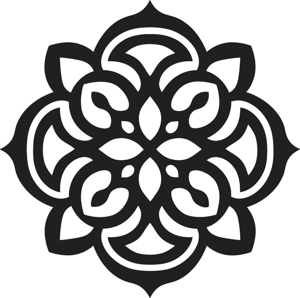 Arabo eleganza svelato floreale modello icona geometrico floreale Magia nero Arabo piastrelle emblema vettore