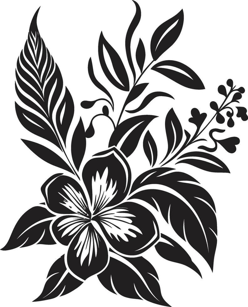 tropicale bellezza nero floreale icona nel vettore elegante oasi botanico tropicale floreale logo