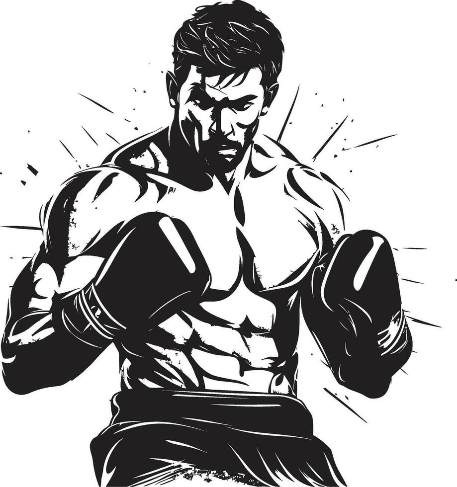 potente combattente nero boxe uomo logo vettore icona pugilistico abilità boxe uomo design emblema