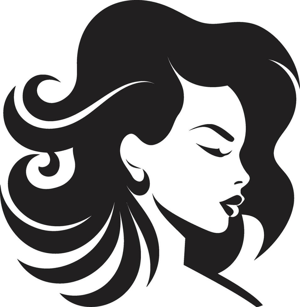 iconico femminilità nero viso design emblema misterioso fascino femmina viso logo nel monocromatico vettore