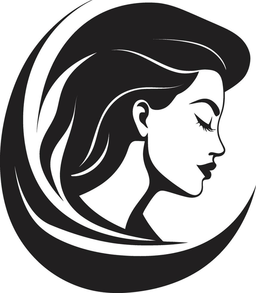 senza tempo eleganza nero viso emblema design con womans profilo nel monocromatico iconico semplicità vettore icona di nero femmina profilo nel logo nel monocromatico