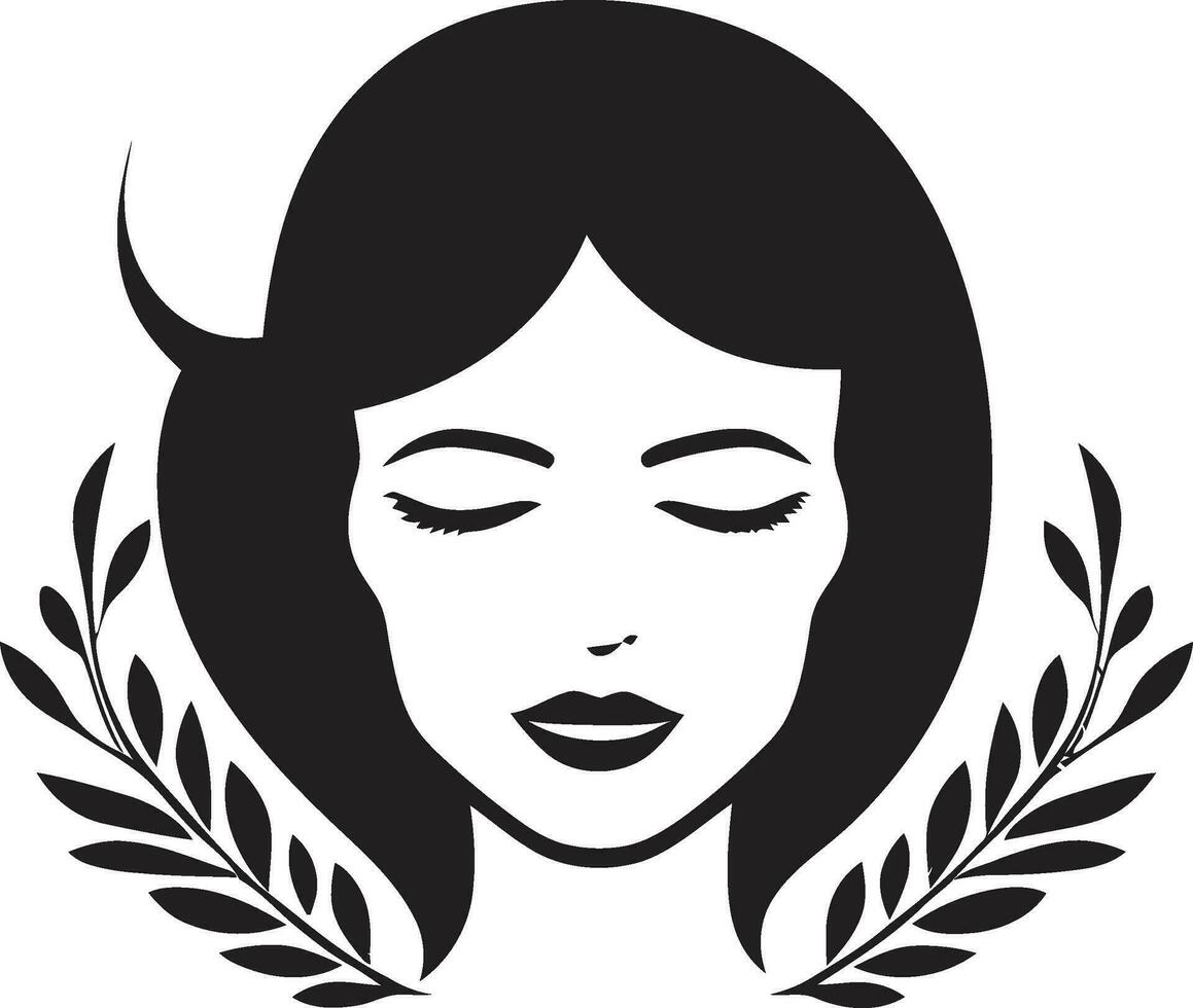 femminile fascino nero logo con femmine viso eterno bellezza logo design con un' femmina viso vettore