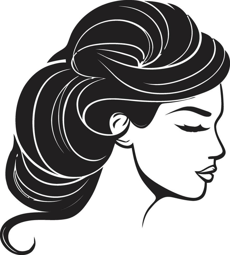 eterno eleganza logo di un' womans viso elegante Linee nero femmina viso nel logo vettore
