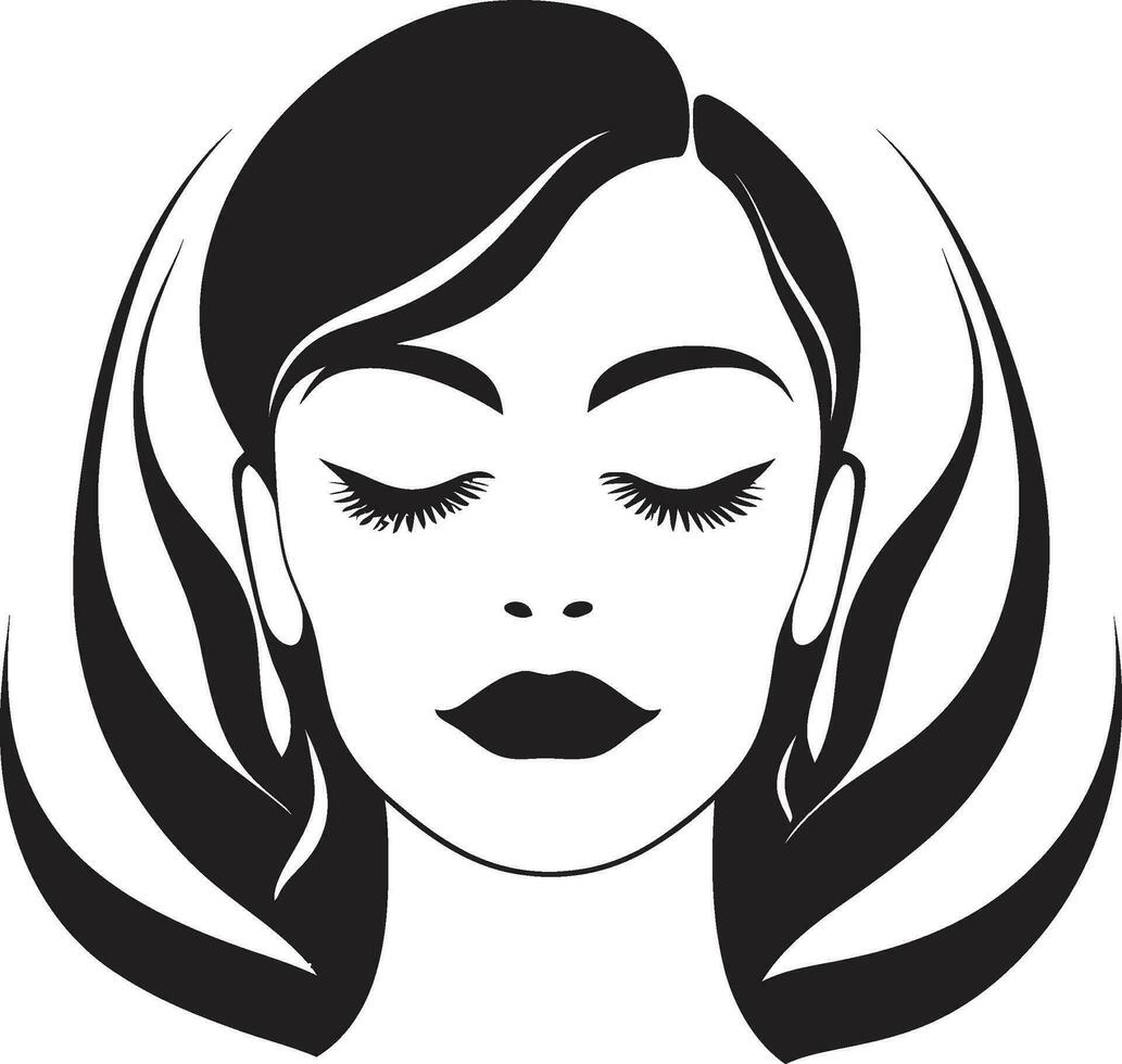iconico semplicità vettore icona di nero femmina viso nel logo mistico eleganza nero emblema con womans viso icona