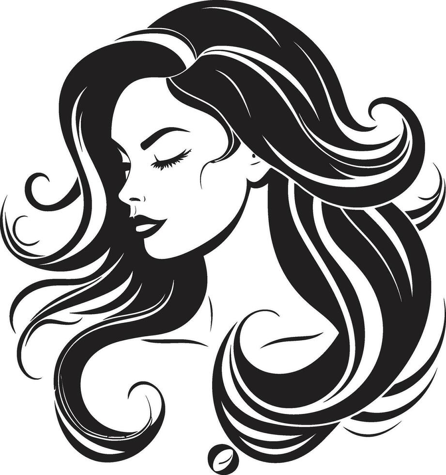 Potenziamento attraverso grazia nero femmina viso design enigmatico sguardo vettore icona di femmine profilo