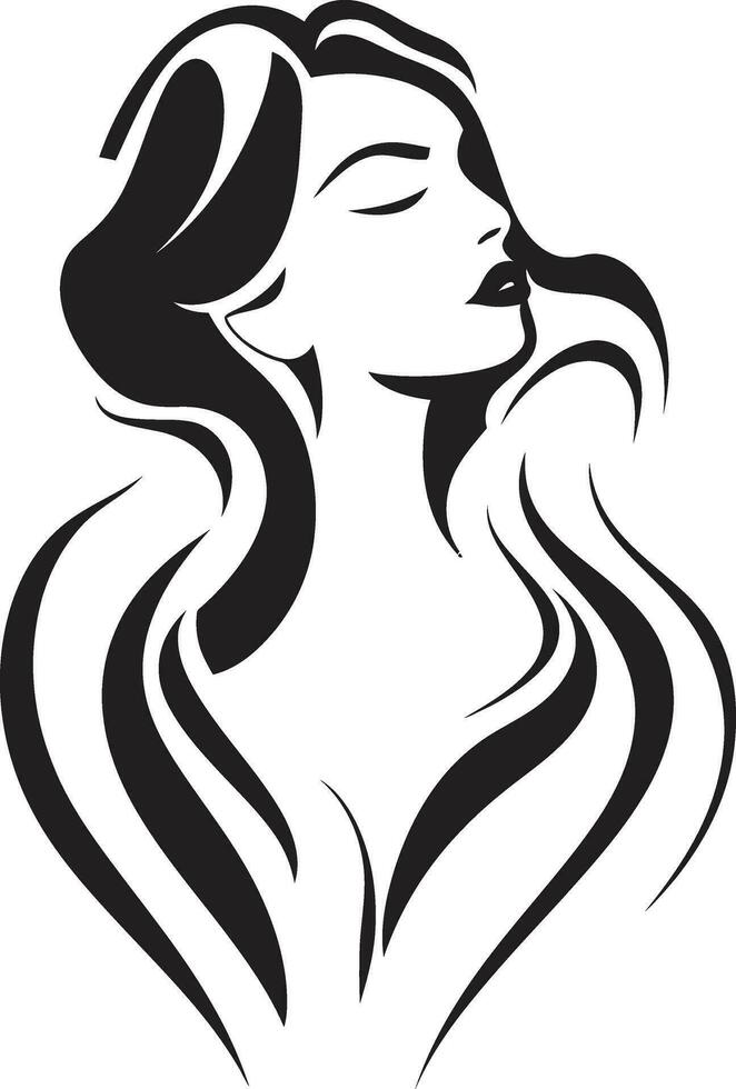 Potenziamento attraverso bellezza nero viso emblema con womans profilo scolpito grazia nero logo con un' womans viso vettore