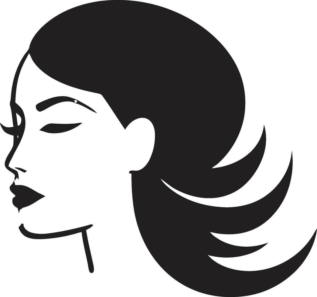 enigmatico fascino vettore icona con femmina viso sublime femminilità nero viso design emblema