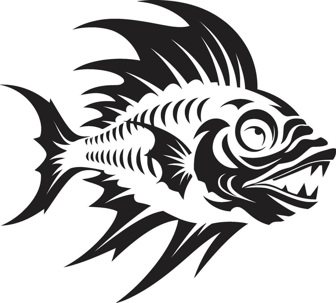 acqua estetica pesce scheletro logo design anatomia di il in profondità pesce osso vettore icona