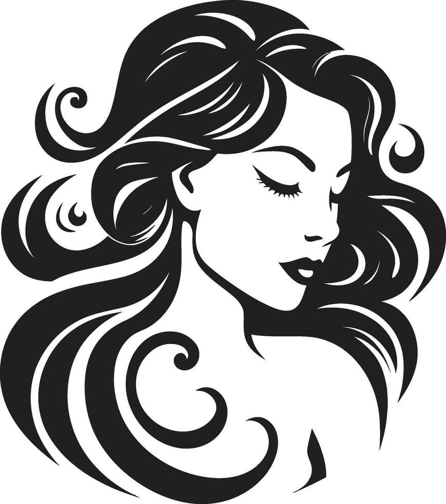 eterno fascino logo di un' womans viso elegante mistero nero viso vettore icona