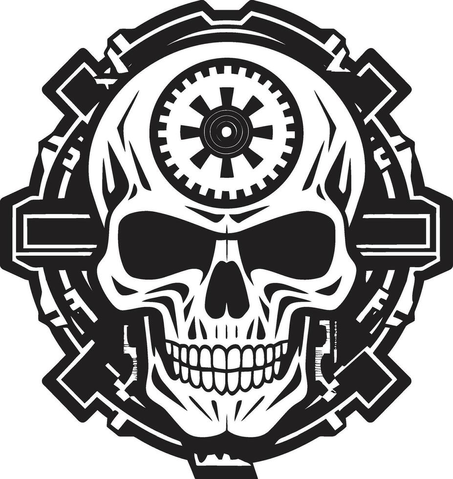 meccanico meraviglia il robotica cranio logo futuristico meccanico cranio design un' cyberpunk sognare vettore