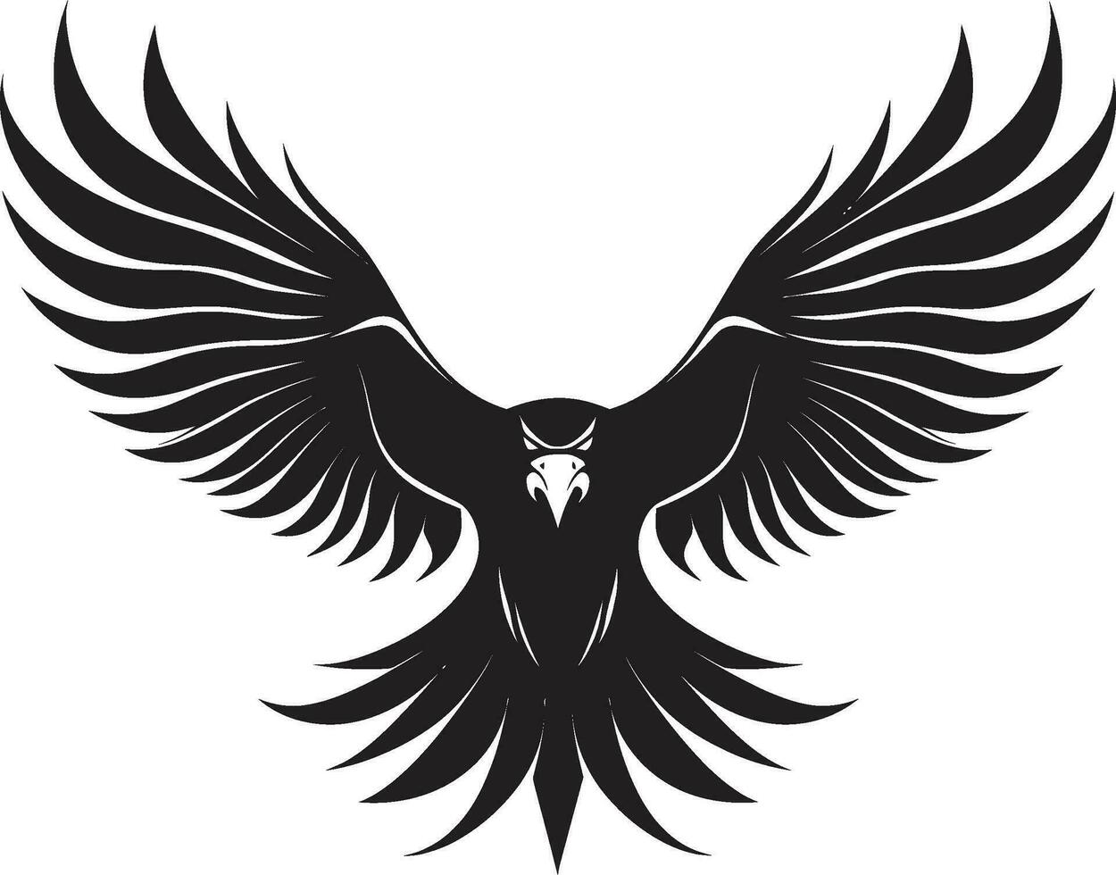 iconico simbolo svelato nero emblema nero e impavido aquila vettore